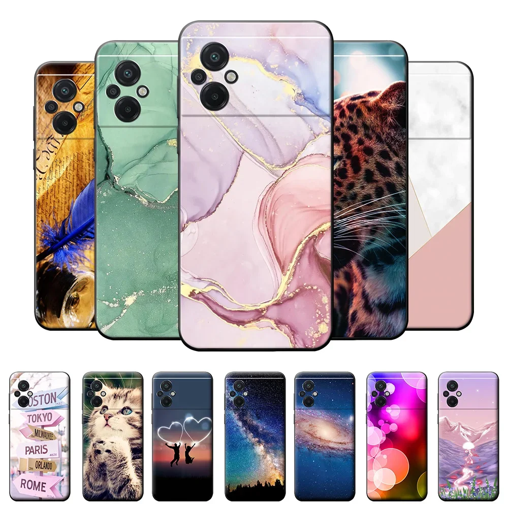 For Xiaomi Poco M5 Case Soft Silicone Black TPU Protective Cases For Xiaomi POCO M 5 POCOM5 Marble Cover Poco M5 Fundas Coque