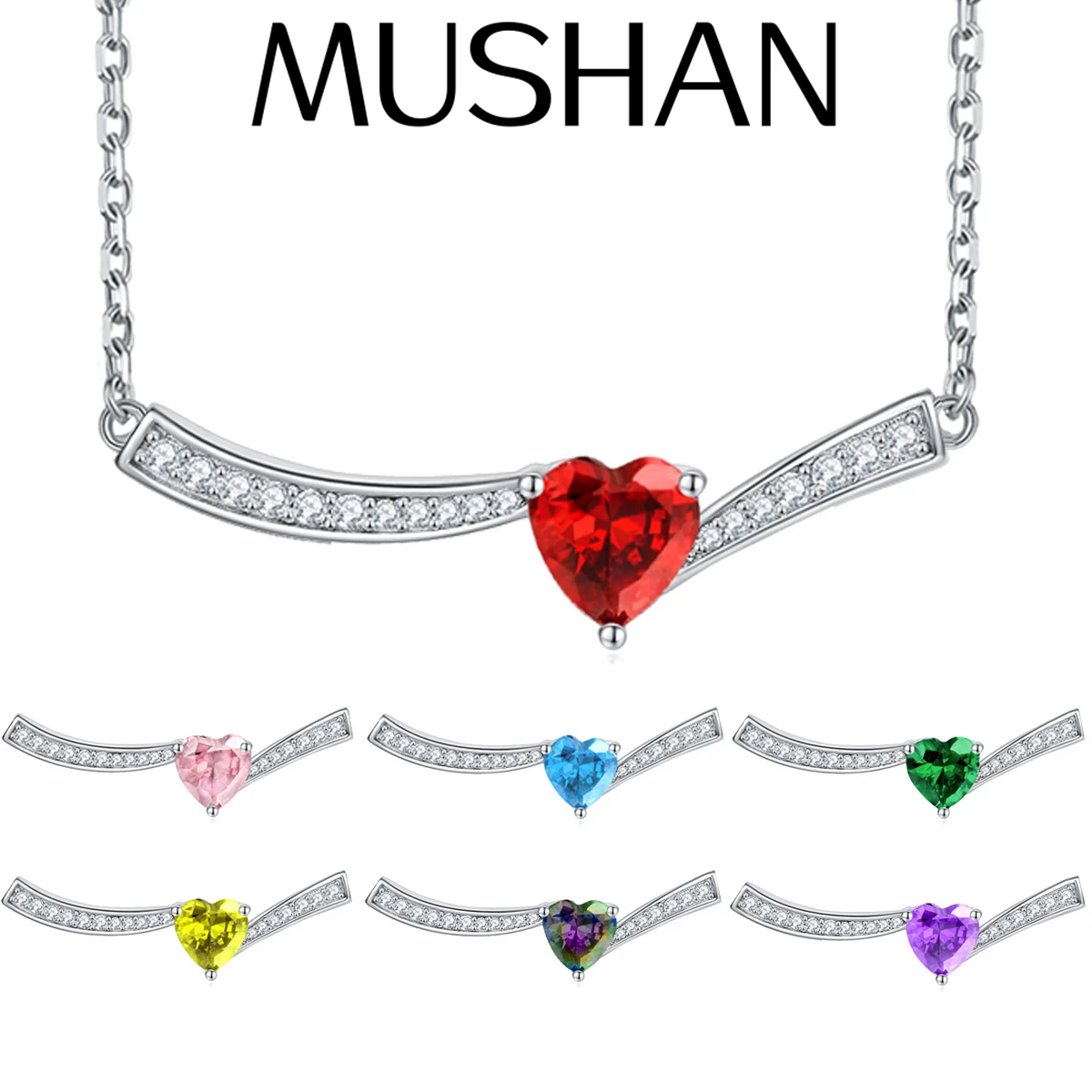 

MuShan Jewelry 925 Sterling Silver Necklace Pendant Chain HCD Diamonds Valentine Gift Best Friend Gift Women Necklaces Jewelry