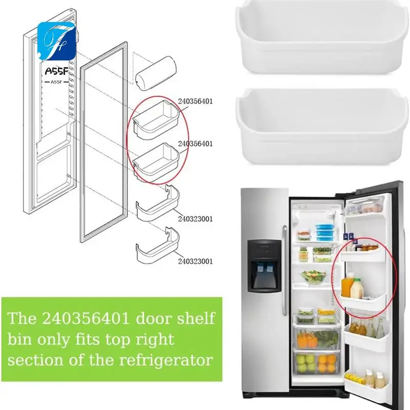 

A55F-240356401 Refrigerator Door Shelf Bin Replacement, Compatible With FRS6HR5JW0, FFHS2622MBMA, FRS26RLECSR, Upper Door Bin