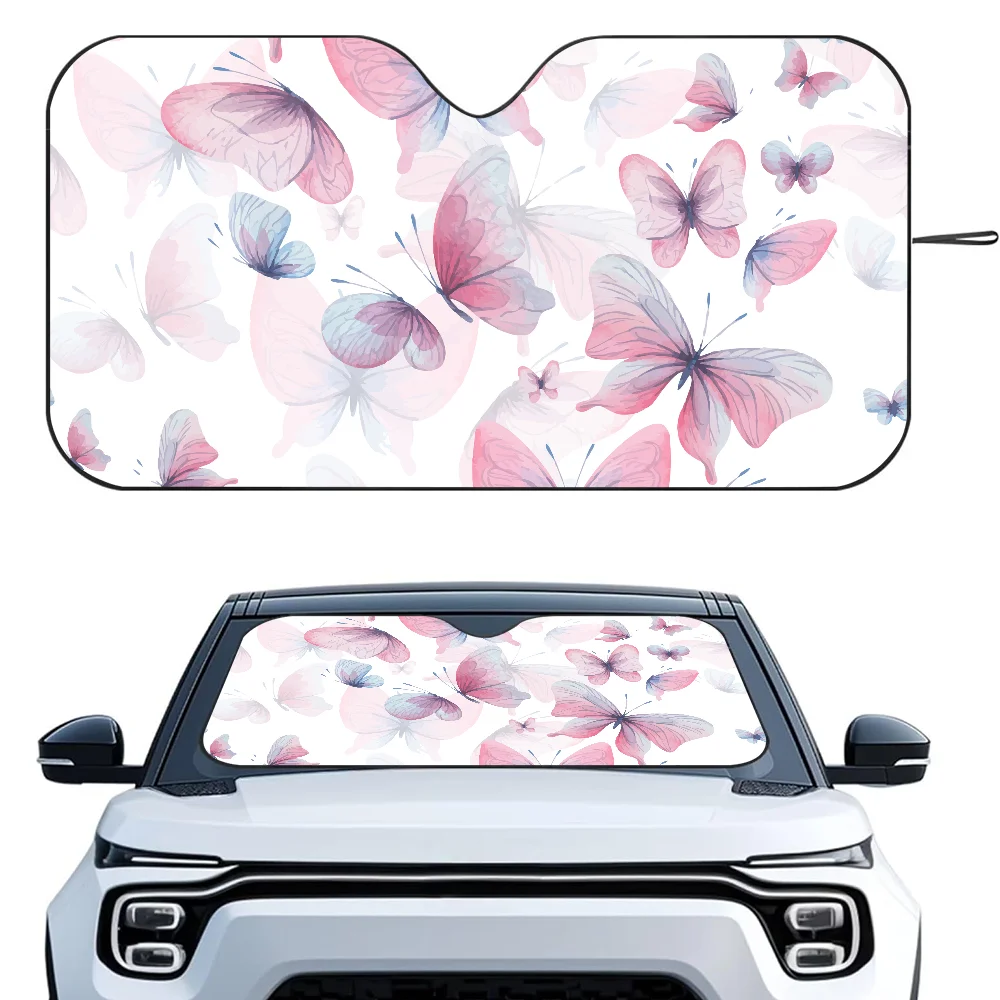 

Watercolor Butterfly Car SunSha Heat-insulating Aluminum Film Windshield Sunshas UV Rays Blocks Car Sun Visor Protector