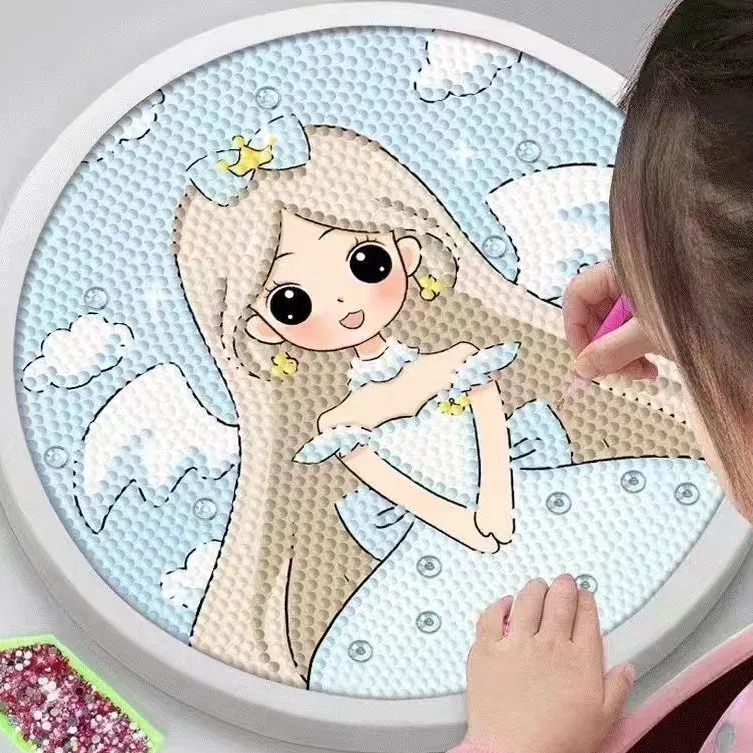 Puzzle dla dzieci z motywem księżniczek z kreskówek, 20 * 20 cm, DIY diamentowy obraz, ręcznie robione naklejki diamentowe DIY dla dzieci.