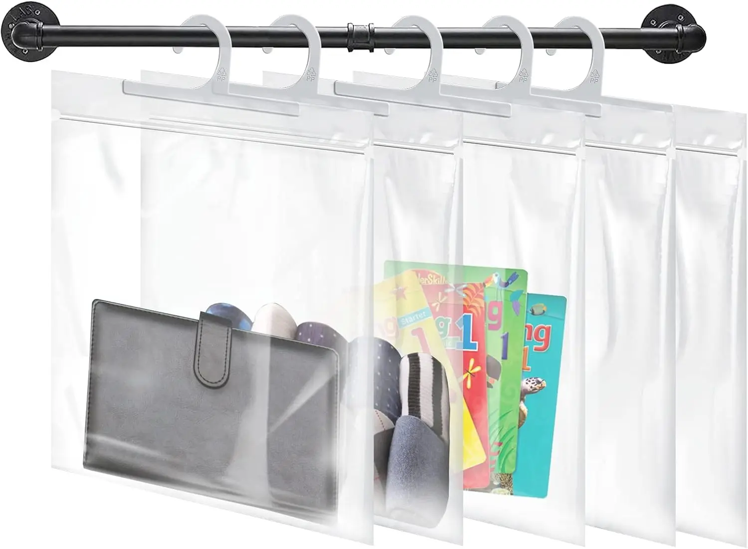 

24Pcs Hanging Storage Bags, 10×12.5 Inch Transparent Plastic Pouches for Classroom Library Pharmacy