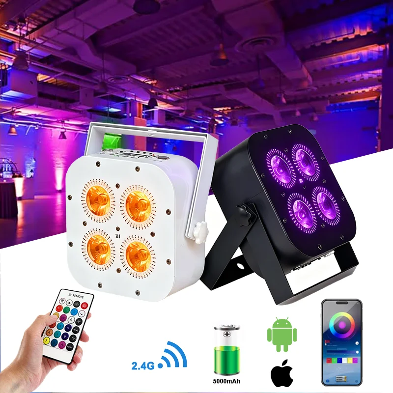4x18w 5000mah Battery Powered Operated LED Par Can Stage Light IR Remote Wireless WiFi Mini Dj Uplight
