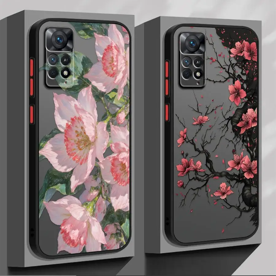 

Чехол для Xiaomi Redmi Note 14A 13C 9S 14C 11 12 13 Pro Plus 10, задняя крышка для телефона, креативный дизайн с цветочным узором