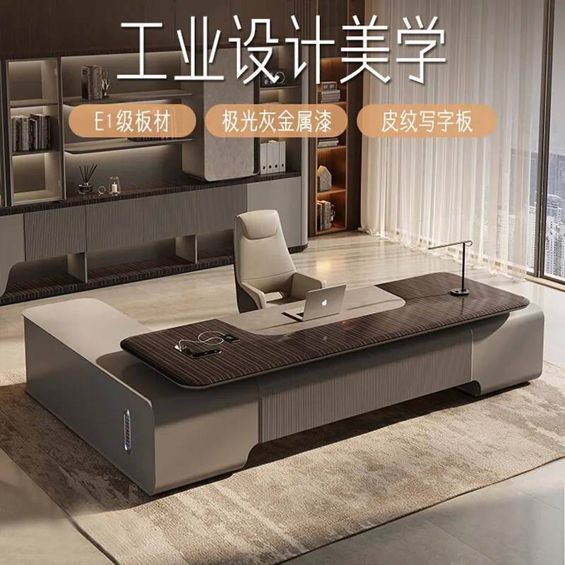 CEO desk Office , Executive Desk Chair Set, Minimalist And Luxurious Design, High-Quality Lacquer Finish, Suitable For A CEO'S O