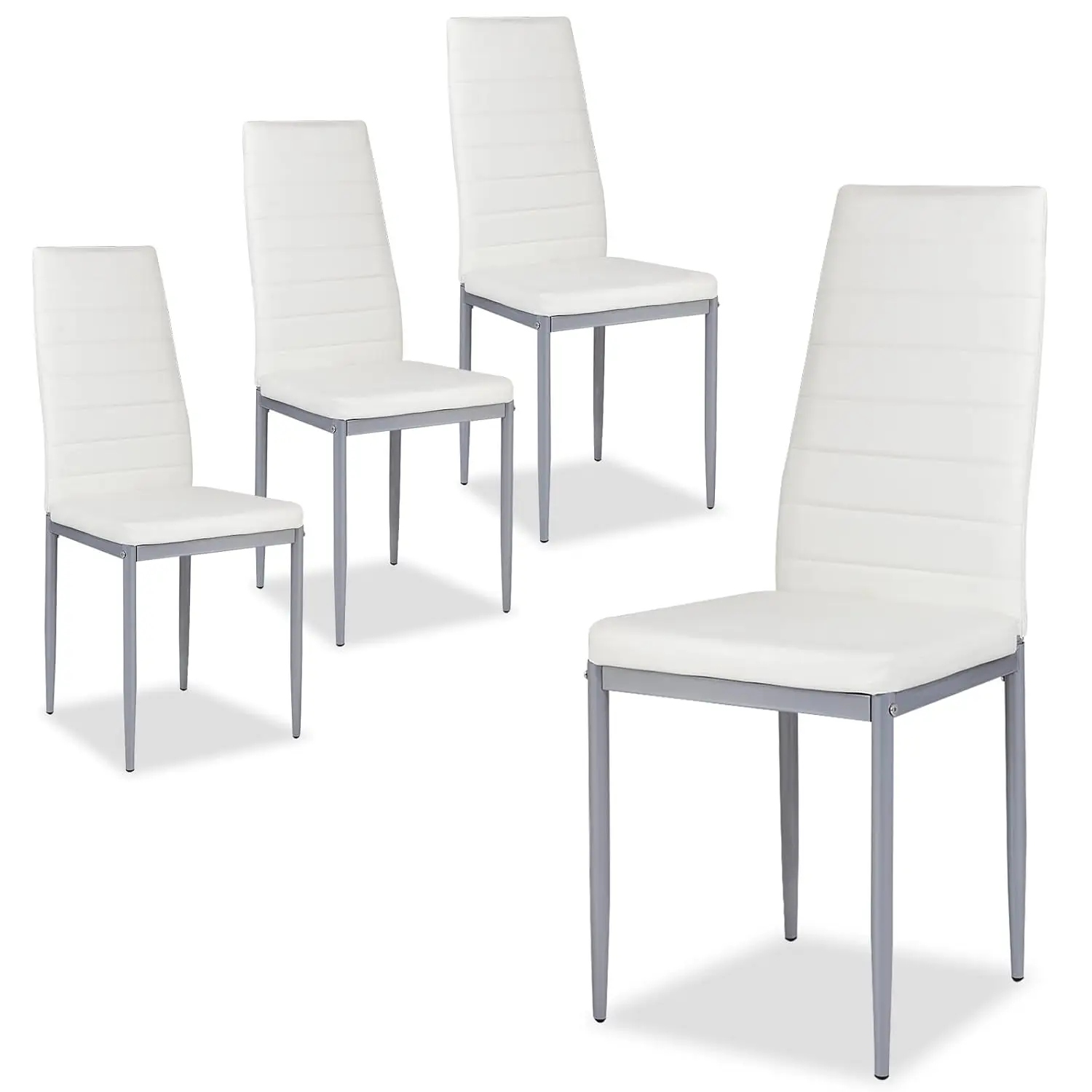 

PU Leather Dining Chairs Set Of 4, Upholstered Side Chairs W/Ergonomic High Backrest & Steel Frame, Dining Side, Customized