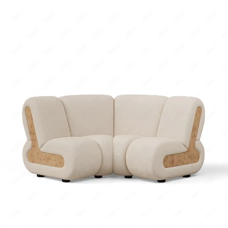 Wooden combination sofa set curved modular design living room