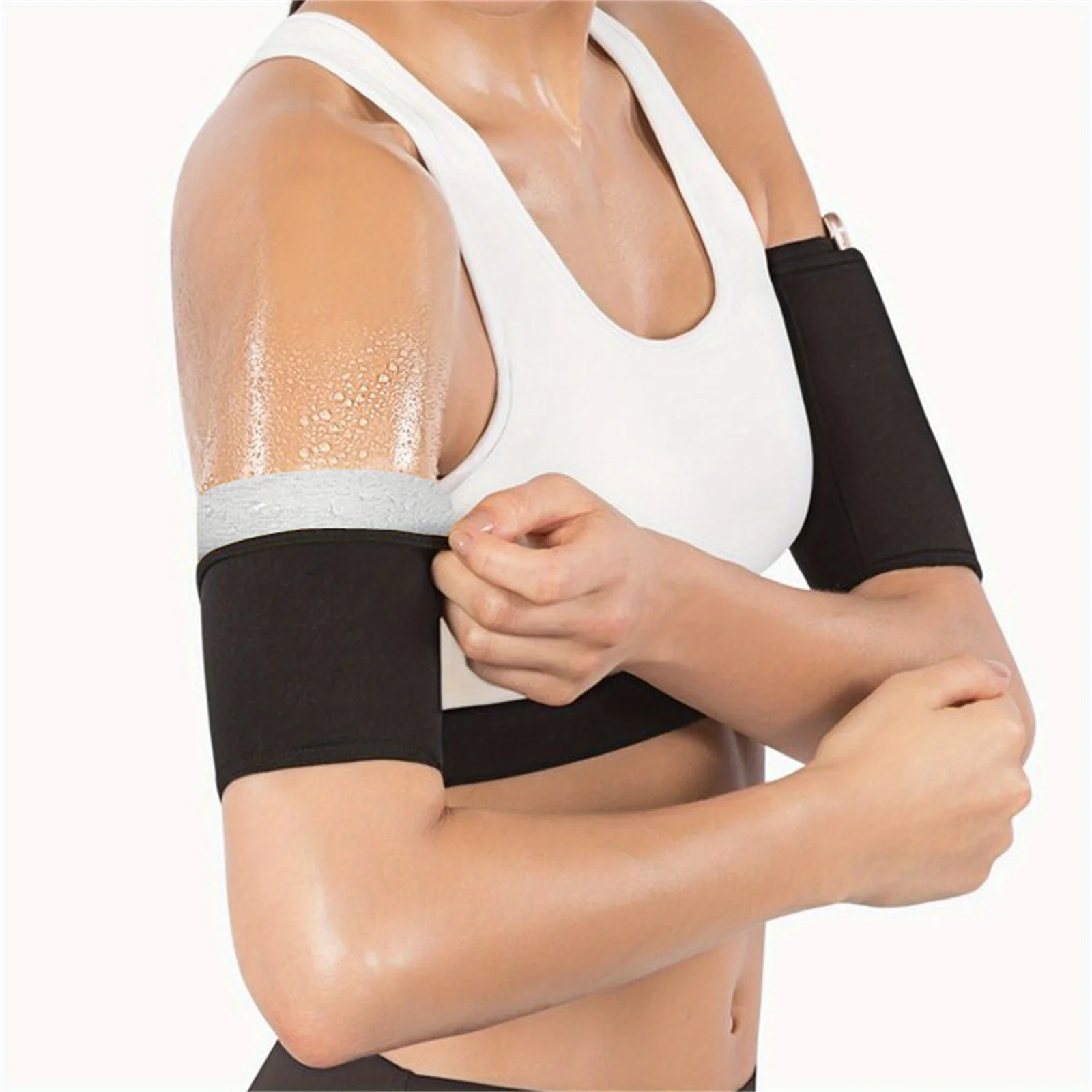 A Pair of Women's Sleeves, Designed To Absorb Sweat and Slim Down During Yoga, Running, and Exercise with A Mobile Phone Handbag