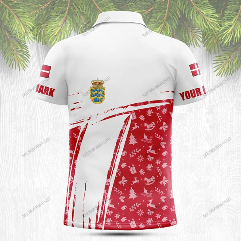 Customized Denmark Symbol Christmas Polo Shirt Unisex Cool Sportswear Fast Dry Loose Short Sleeve Tops Casual Streetwear