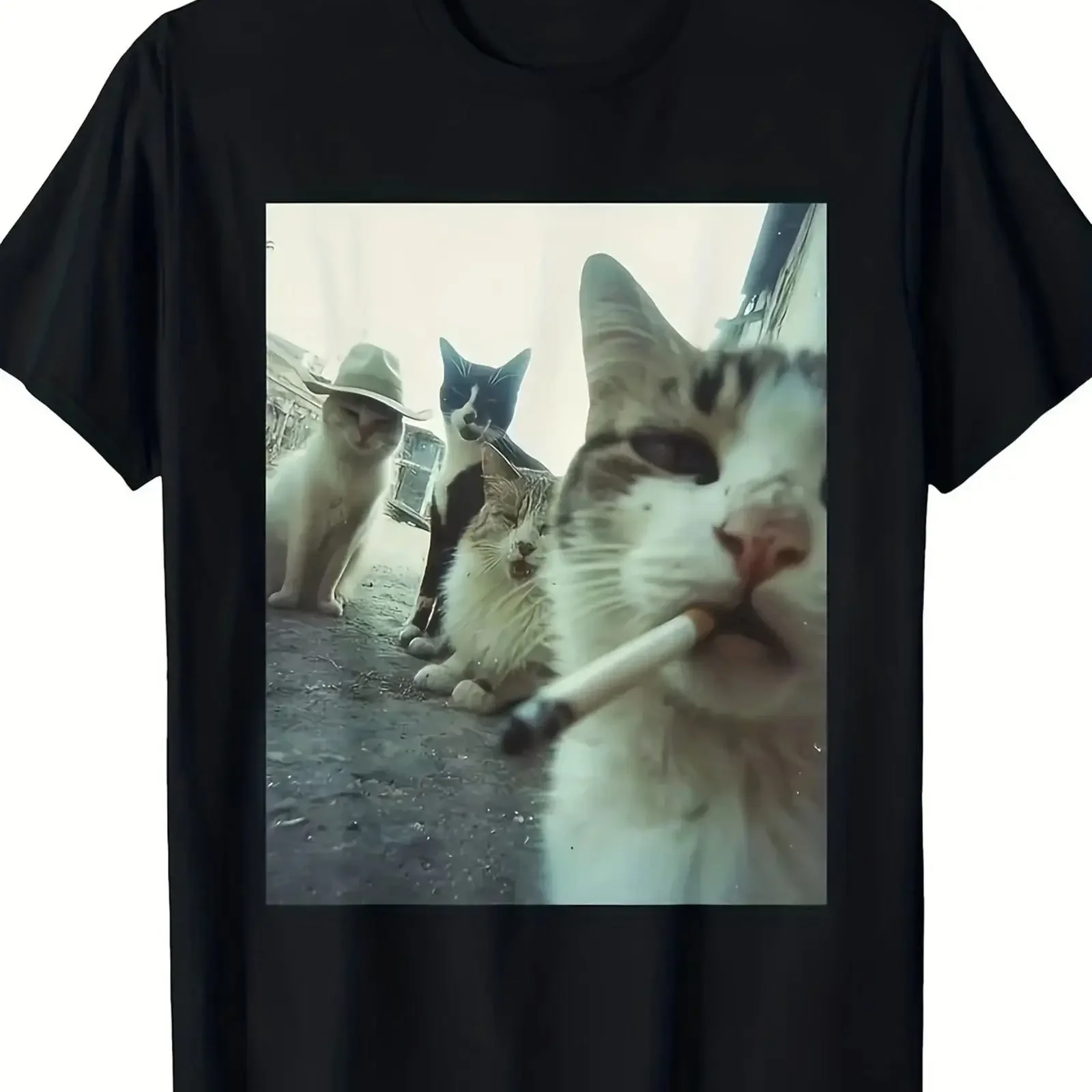 Lustiges Meme T Shirt rauchende Katze mit rauchendem Tabby Katzen Design S 5XL vintage Washed Unisex graphic designer clothes