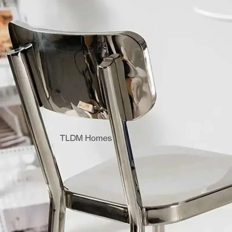 

Italian Minimalist Stainless Steel Bar Chairs Design Counter Metal Bar Stool Kitchen Restaurant Bar Furniture High Chairr l