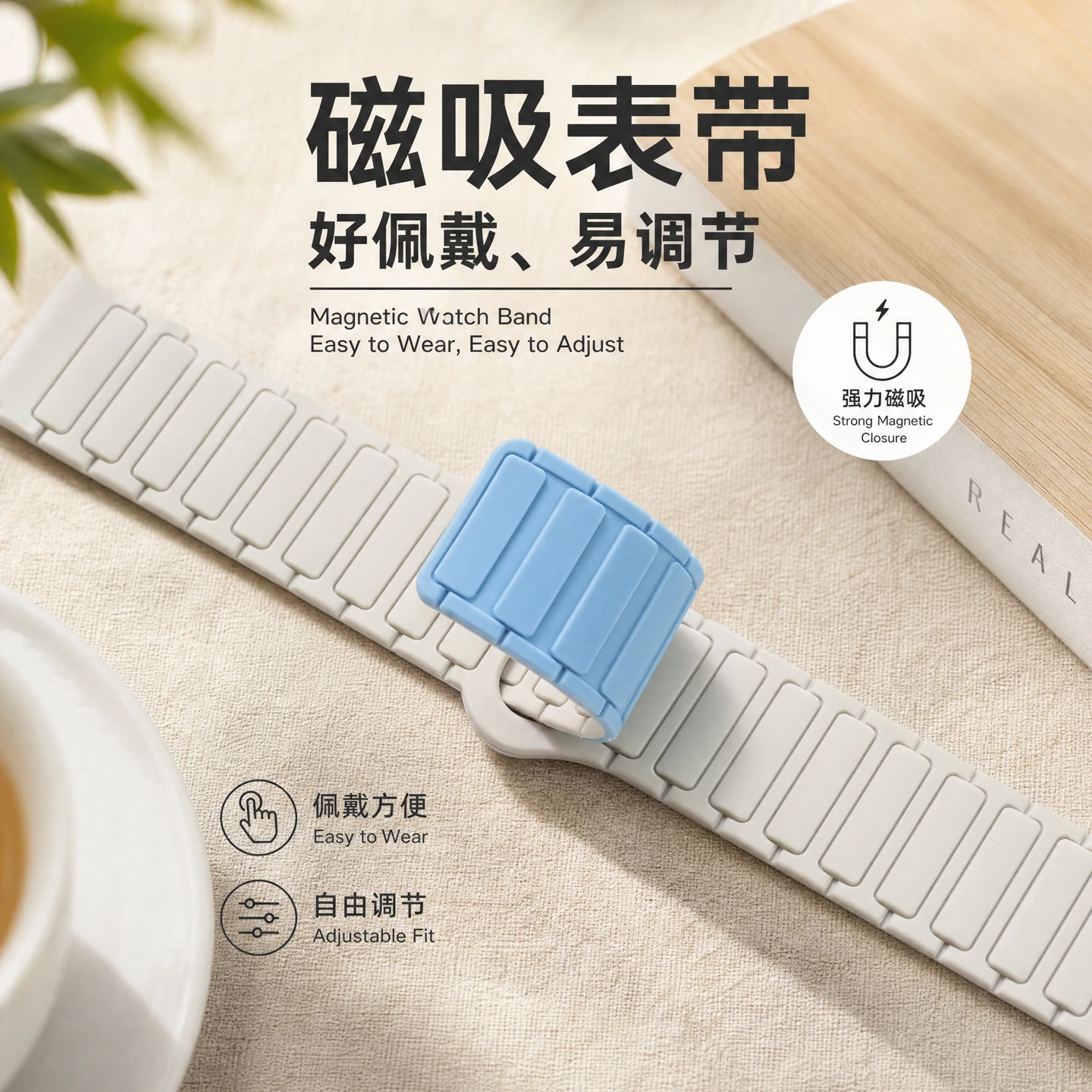 For Casio small square W218H silicone strap W800H/W215/217/219, convenient to wear magnetic watch strap
