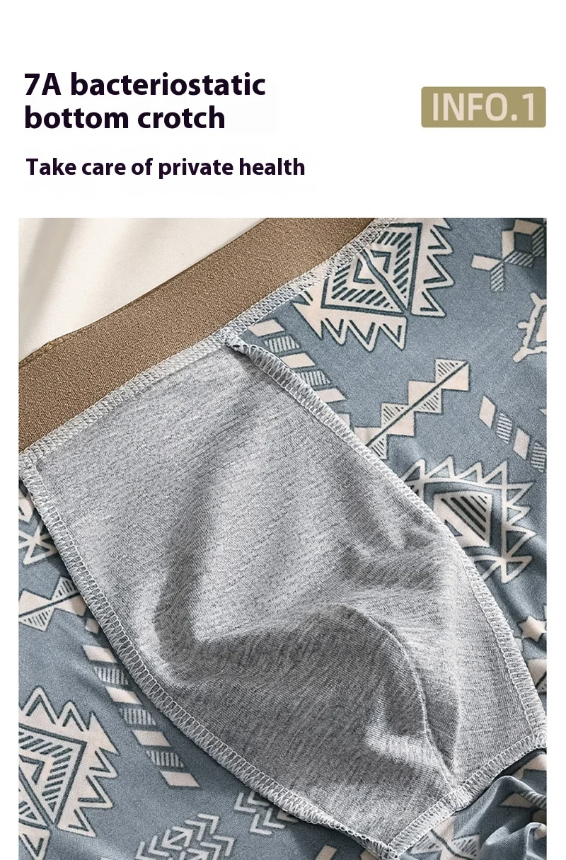 1 stücke männer Unterwäsche Eis Seide Boxer Shorts Plus Größe 6XL Unterhosen Atmungsaktiv Sexy Dünne Höschen Drucken Dessous Großhandel 5803 – Detail 5