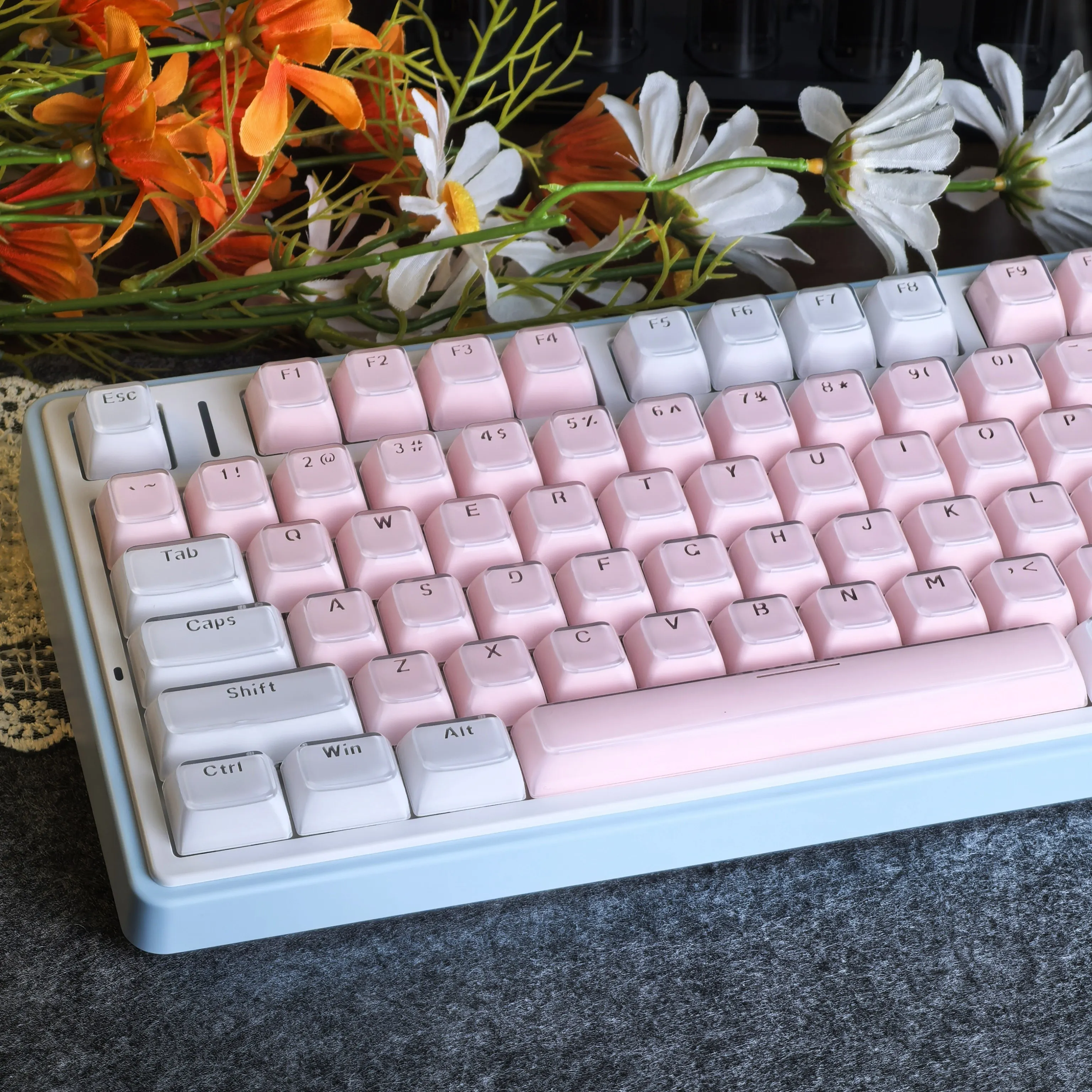 Jelly Translucent Keycap MDA Profile White Pink Crystal Keycaps PC Two-color Injection Molding Key Caps for Mechanical Keyboard