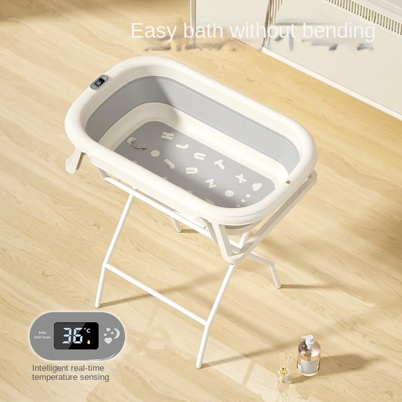 Foldable newborn baby bathtub and stand set, baby bathtub and nursing table, diaper changing drying rack