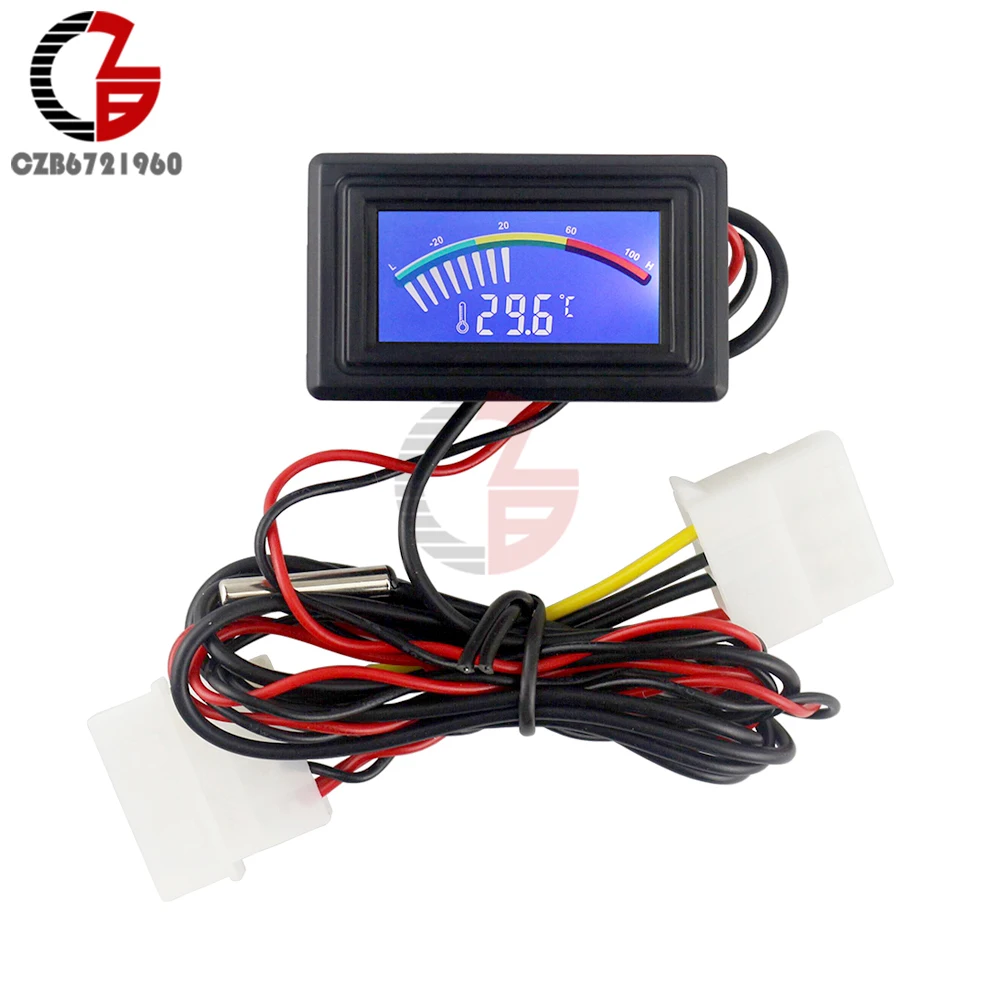 DC LCD Pointer Digital Thermometer Car Water Temperature Meter Gauge C/F NTC Sensor for Computer Case Air Conditioning Boilers