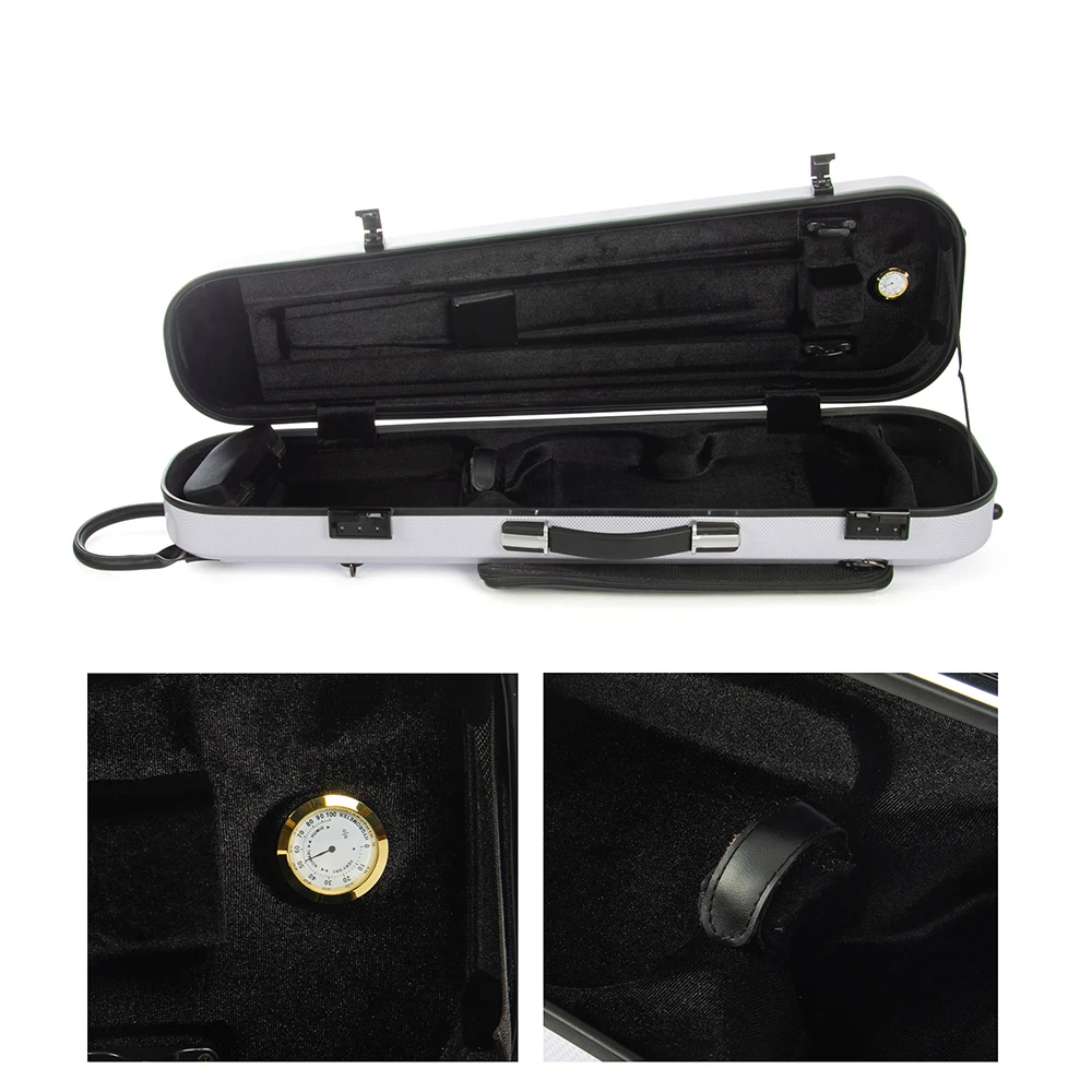 CHRISTINA High Quality Violin Case 4/4 Size White/Black Available Carbon Fiber NEW Style with Password Lock Music Bag VB112