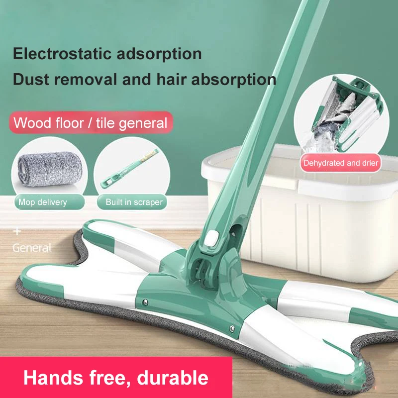 Flat Floor Mop Lightweight No Hand Washing X-type Cleaning Supplies Durable Home Cleaning Tool Lazy Mop Replace Cloth Heads Mops