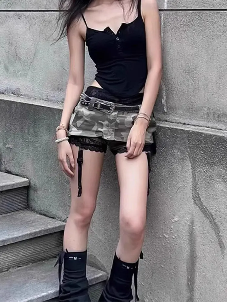 Gonna mimetica a vita bassa Y2k Donna 2025 Autunno Nuova minigonna sexy alla moda Spice Girl