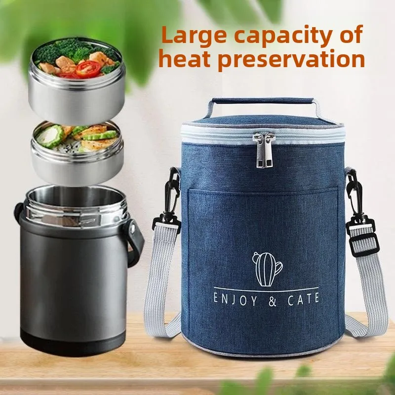 

Thiened, изолированная сумка для обеда из алюминиевой фольги, ручная круглая коробка для еды большой емкости для офисных работников и студентов