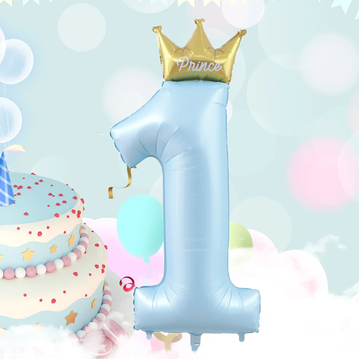 1pc 42inch Crown Pink Sky Blue One Number Balloons 1 Figure Helium Balloon 1st Birthday Party Decorations Kids Baby Shower