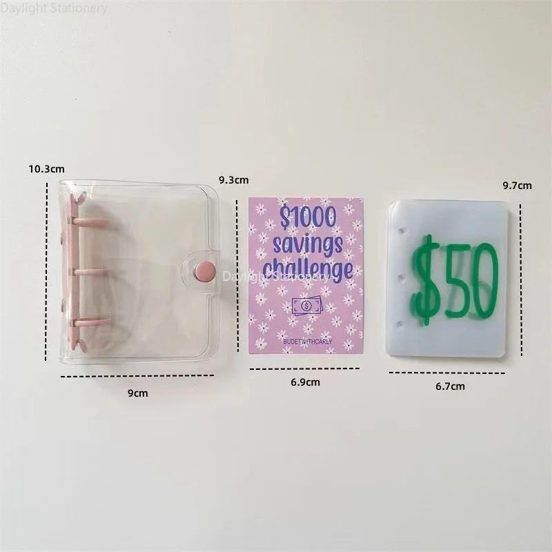 $150/$300/$500/$1000＄2100Mini Binder Savings Challenge,12/25 Sheet Sleeves,Money Challenge Pocket Organzier,3 Holes Holder