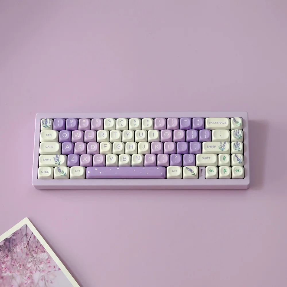 

132 Keys Lavender Keycap XOA MOA Profile Dye Sublimation Purple White PBT Keycaps For MX Mechanical Keyboard Accessory ISO Enter