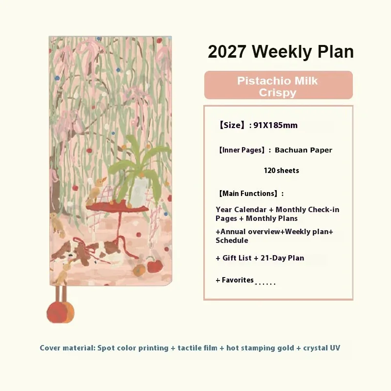 2027 Kinbor Slim Pocket Notebook Planner Kalendarz Planer Dzienny Tygodniowy Miesięczny Roczny Planer Planowania Nawyków Rejestr Śledzenia Dziewczyny z Kamerą Dziennik Organizer — zdjęcie produktu 3