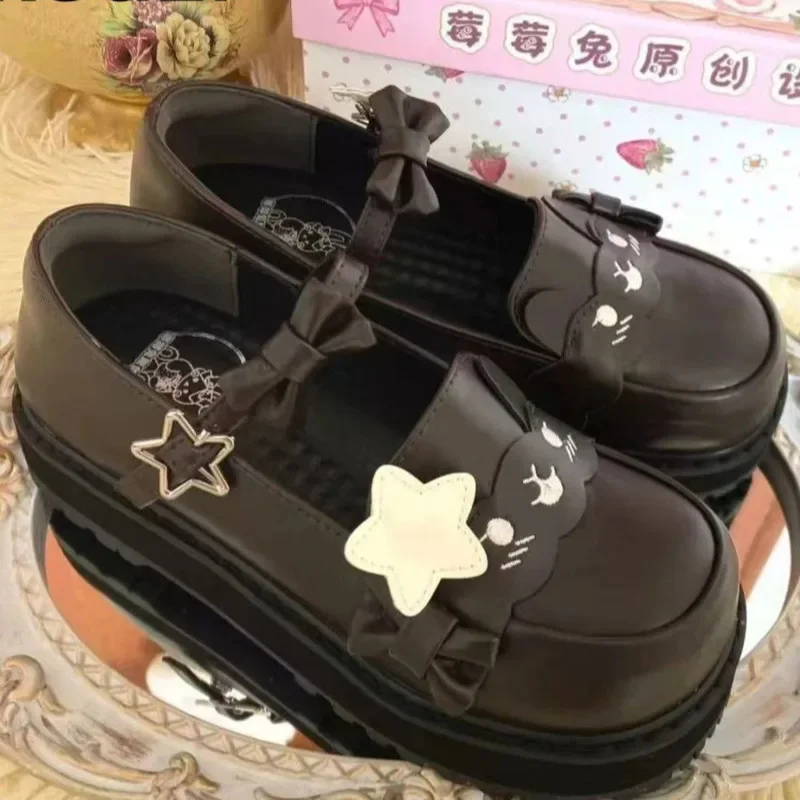 Chaussures à gâteau Y2K JK éponge japon Kawaii Love StoryTransfer série mine terrestre chaussures à semelles épaisses pour fille sous-culture chaussures à gâteau éponge