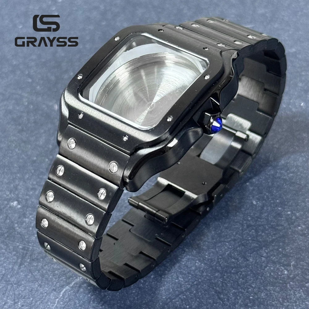 حافظة ساعة مربعة Santos NH35 38 مللي متر 316L ملحقات ساعة من الفولاذ المقاوم للصدأ أجزاء تعديل لحركات NH35 4R35 NH36 4R36