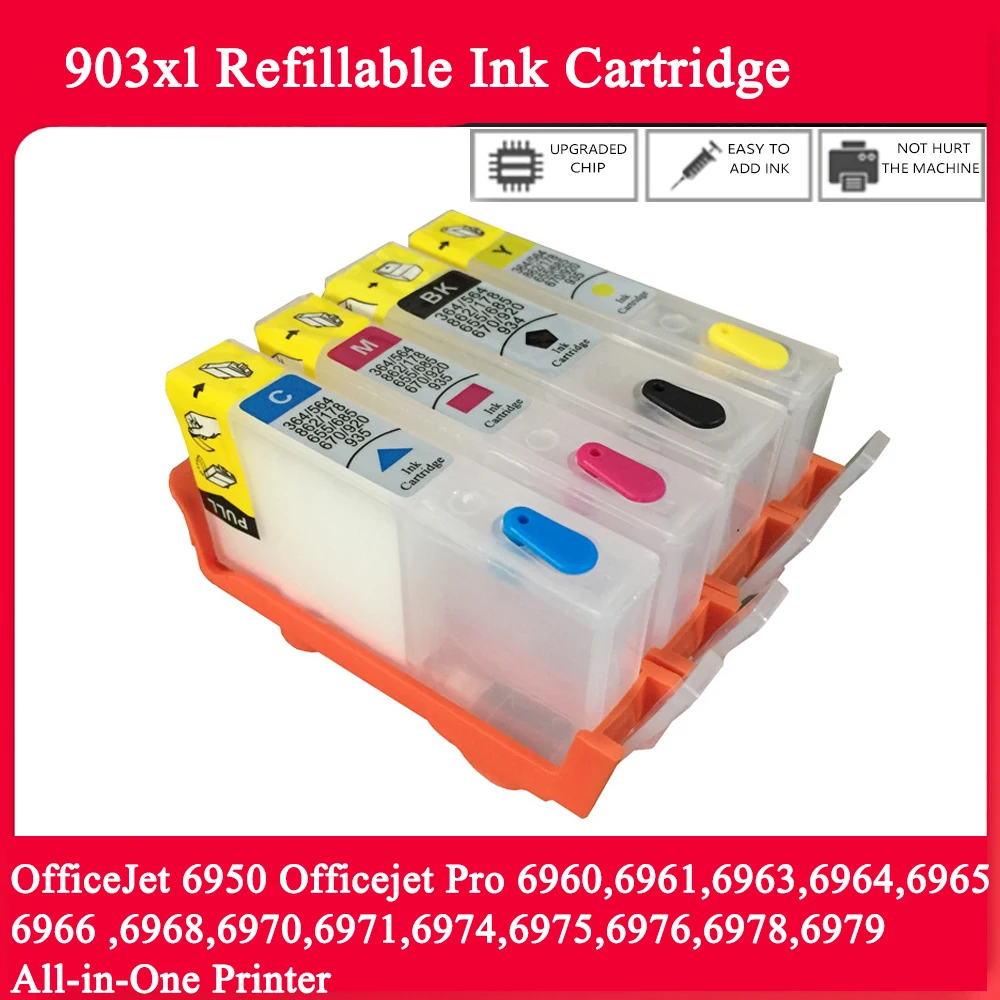 

903xl empty ink cartridge refillable hp903 HP 903xl for HP Officejet Pro 6950 6960 6962 6963 6965 6966 without chip