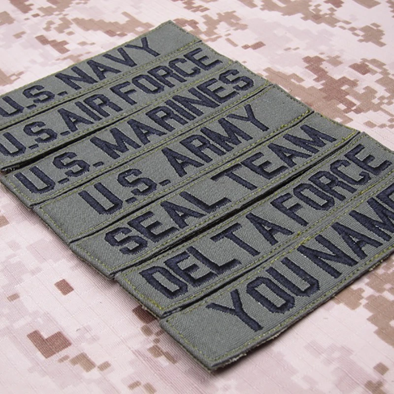 Green  Custom Name Tapes Chest Services Morale Tactical Military Embroidery Patch Badges