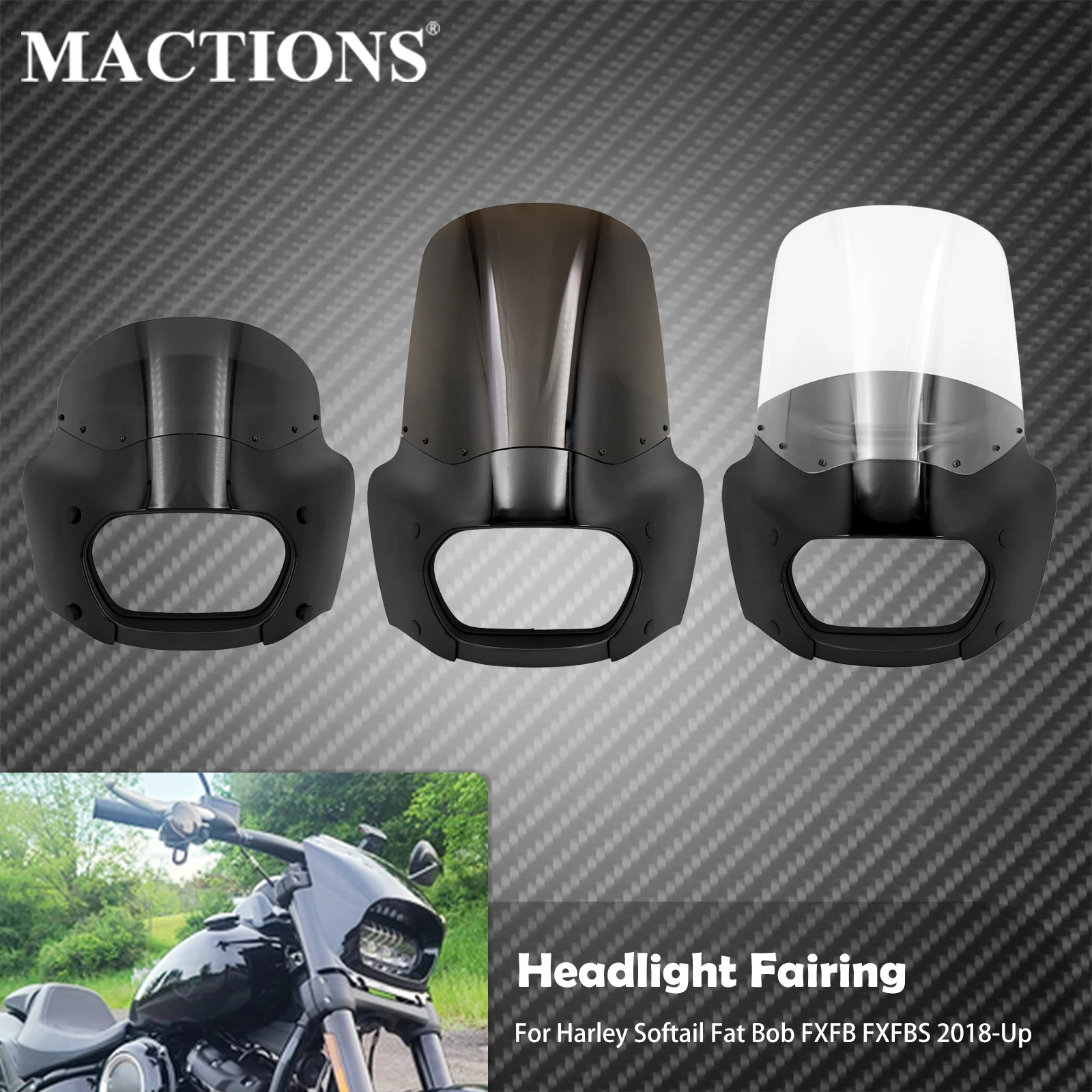 

Motorcycle Fairing For Harley Softail Fat Bob FXFB FXFBS 2018-2023 2024 Headlamp Front Cowl Headlight Fairing Cover ABS Black