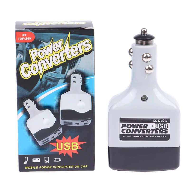 USB Car Power Converter Dc 12/24V To Ac 220V Car Phone Inverter 12V Universal Power Transformer Mobile Phone Charger USB Port