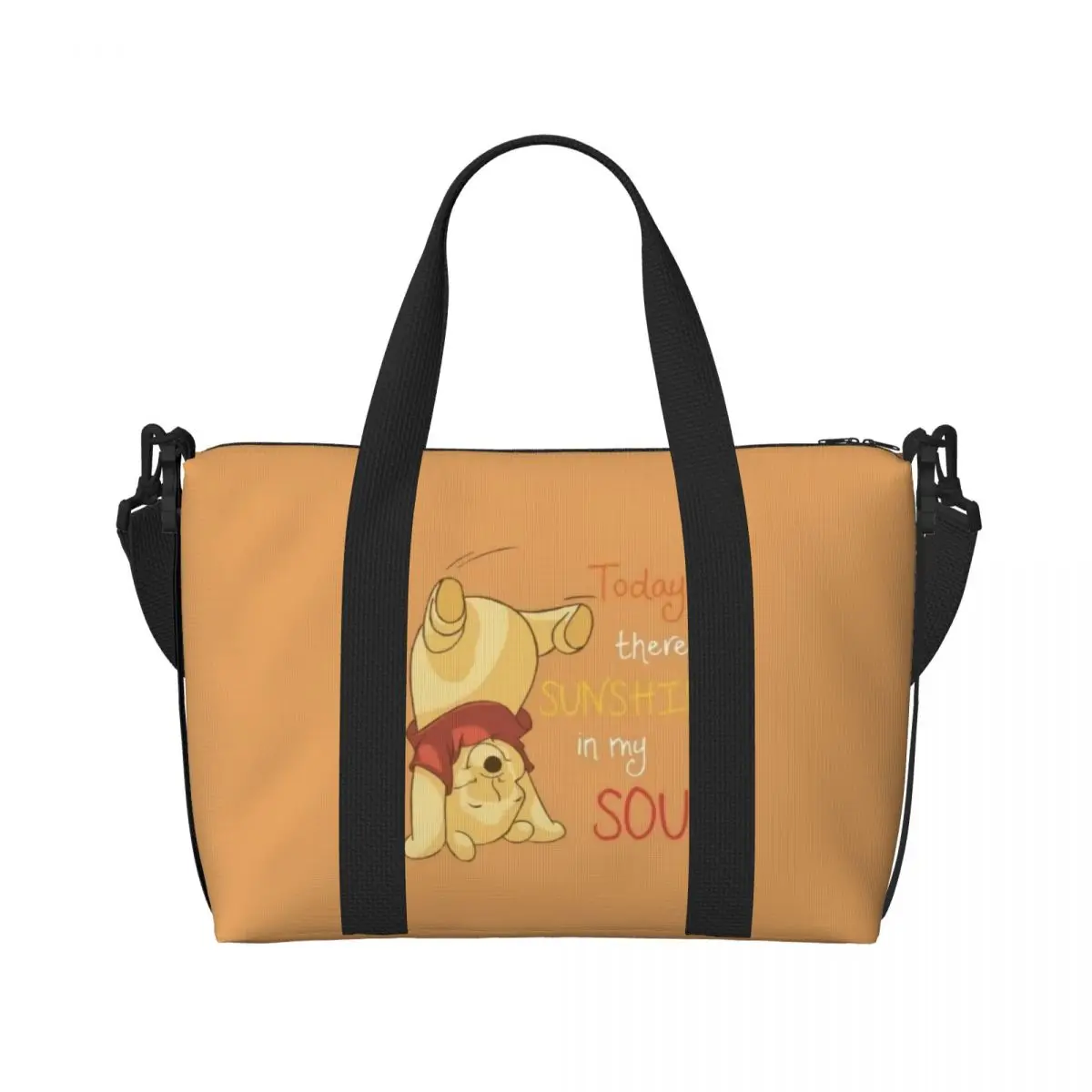 Custom Winnie Pooh Bear Tote Bag Women Large Capacity Gym Beach Travel Bags