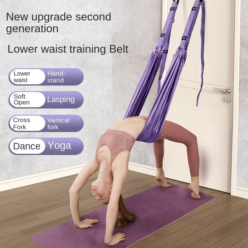 Szelki do jogi powietrznej do użytku domowego, pas do ćwiczeń dolnej części tali, lina do treningu odwróconego, pas do rozciągania jogi do zawieszenia na drzwiach, elastyczny pas.
