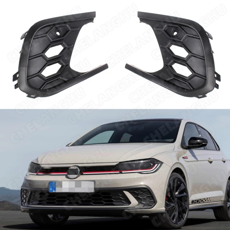 1Pair Left+Right For VW Polo GTI 2021 2022 2023 2024 Front Bumper Fog Light Lamp Grille Cover 2G0853665Q 2G0853666Q