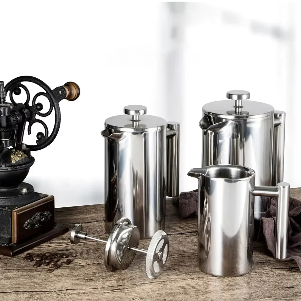 Coffee Maker Pot French Press Coffee Maker Stainless Steel Double Walled Insulated Coffee Maker Pot 350ml/800ml/1000ml