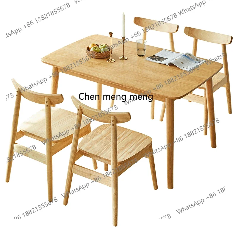 All solid wood dining table household small apartment with one table and four chairs combination