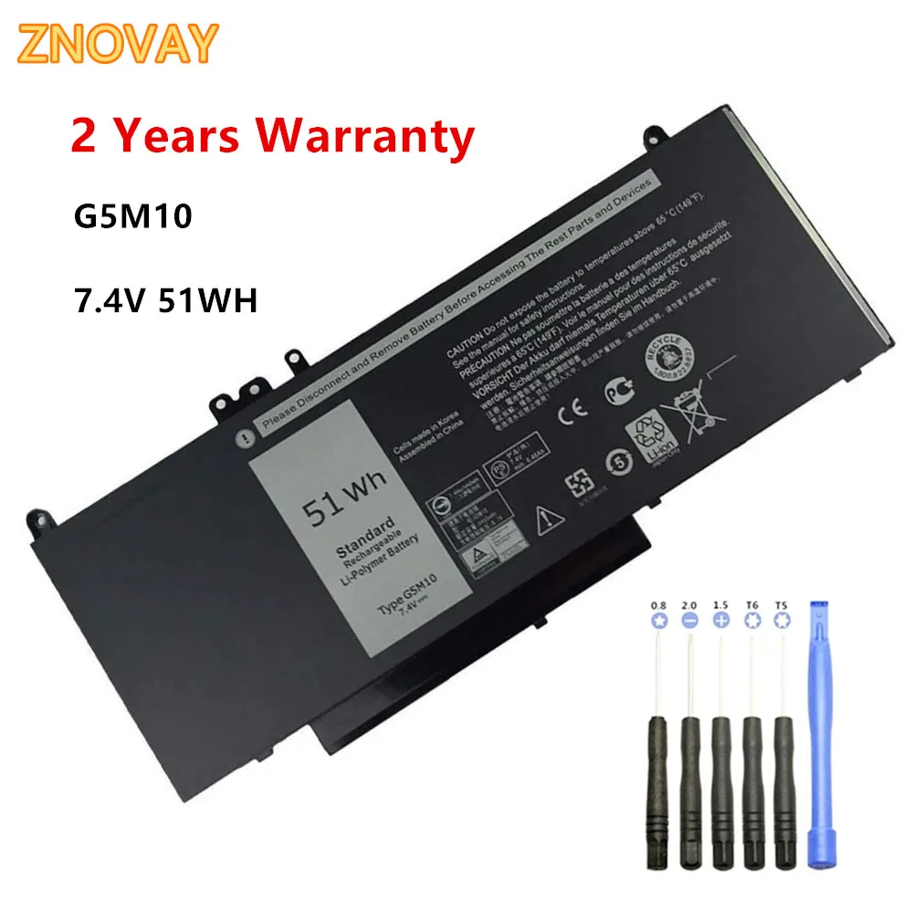 

ZNOVAY 7.4V 51WH G5M10 Laptop Battery for DELL Latitude E5250 E5450 E5550 Sereis 8V5GX R9XM9 WYJC2 1KY05