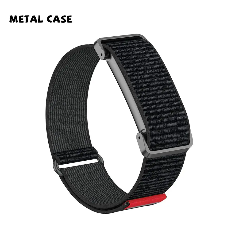 Verstellbares Nylon-Schlaufenband für Google Fitbit Air, weiches, atmungsaktives Armband mit Metallschutzhülle, Sportuhr-Zubehör