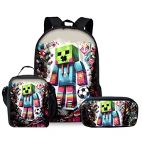 Juego My World Character Juego de mochilas de tres piezas para niños y niñas Los mejores regalos Mochila escolar de dibujos animados en 3D para niños
