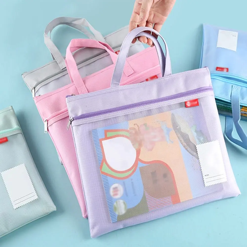 Portable Book Storage Bag Oxford Cloth Waterproof a4 File Organizer with Handle Handheld Document Storage Bag Travel