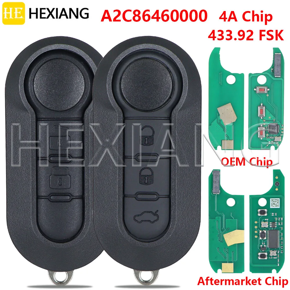 HE A2C86460000 4A Chip 433MHz Flip Car Remote Control Key Or Replacement PCB Board For Fiat MOBI STRADA UNO MAIS FIORINO E