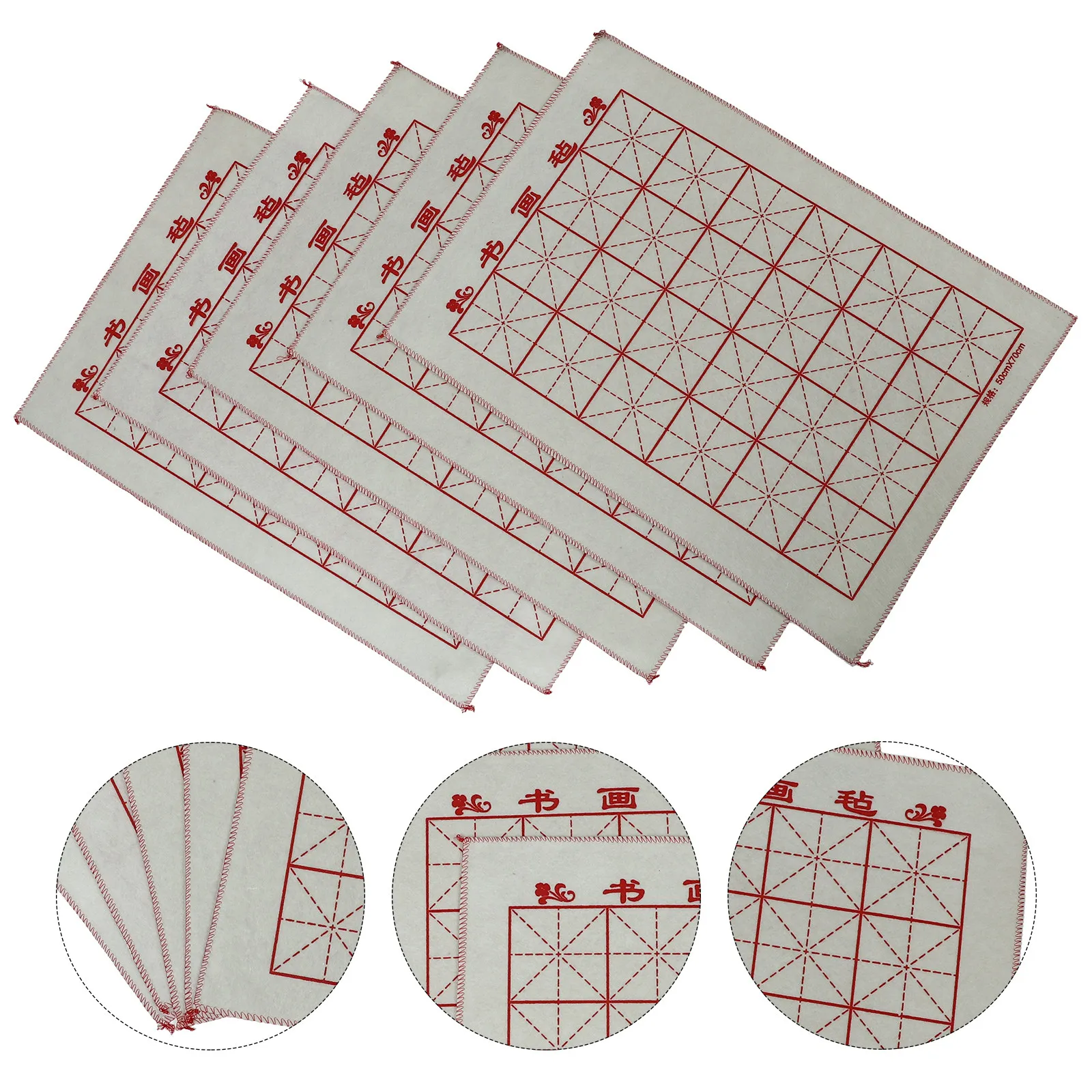 5Pcs Chinese Calligraphy Felt Mats Premium Writing Cushions for Brush Painting Practice Smooth Hard Surface Portable Student Art
