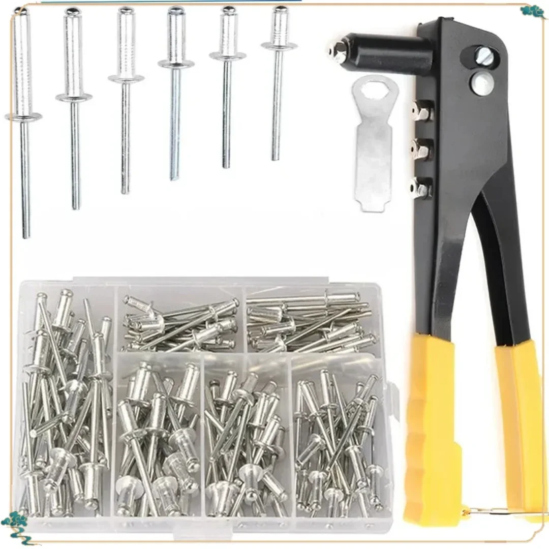 Heavy Duty Riveter Set Pop Rivet Gun and 120Pcs Blind Rivets Assortment Kit Hand Tools Rivet Nut Tool