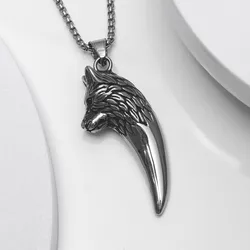 Vintage Viking Wolf Teeth Pendant Charm Men's Necklace Fashion Christmas Valentine's Day Gift Protector Jewelry Accessories