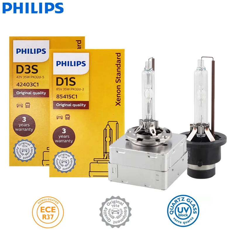 

Philips HID D1S D2S D2R D3S D4S D5S 35W Xenon Standard 4200K Auto Original Headlight Car Genuine Bulb Replacement Upgrade, 1pcs