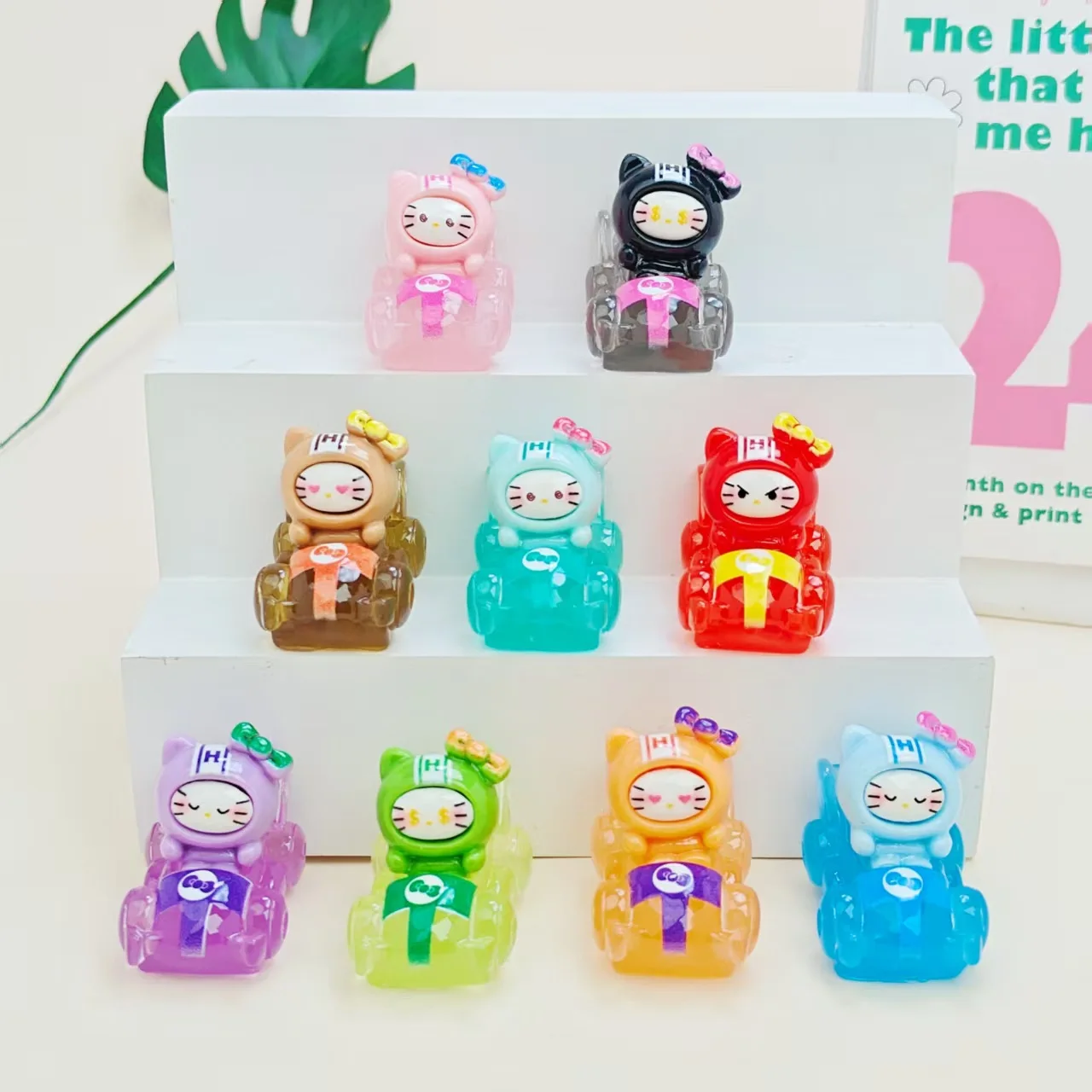 

9PCS for Hello kitty ornament Night light cartoon racing KT cat DIY decoration trendy toy doll