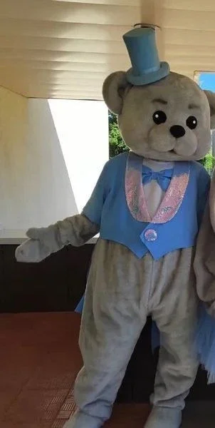 

Blue Grey Bear Mascot Cosplay Costume Cute Couple Bear Birthday Wedding Role Play Outfits Halloween Rave Party Adults Anime